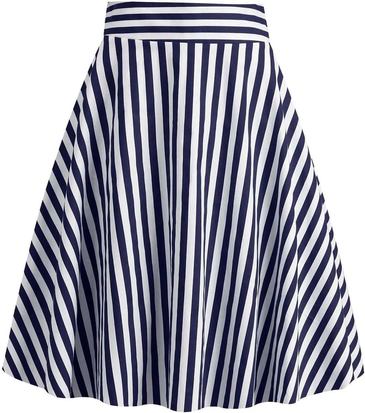 1950s Vintage Skirts for Women High Waist A-Line Flared Skirt Office Casual Knee Length Striped Mini Skirt