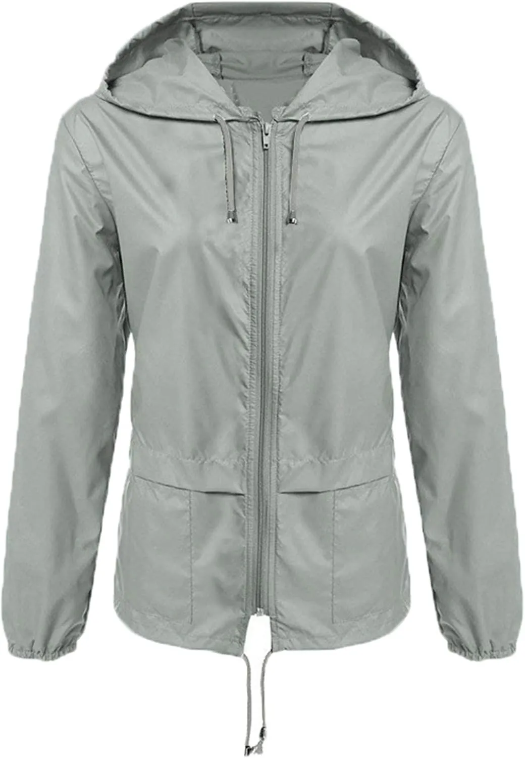 Andongnywell Lightweight Outdoor Hooded Zipper Cardigan Hiking Waterproof Raincoat Jacket Jacket Female top