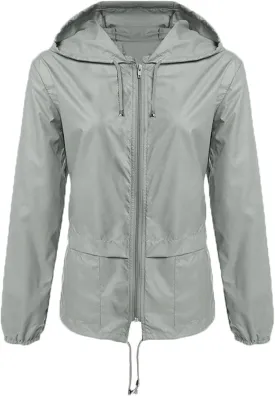 Andongnywell Lightweight Outdoor Hooded Zipper Cardigan Hiking Waterproof Raincoat Jacket Jacket Female top