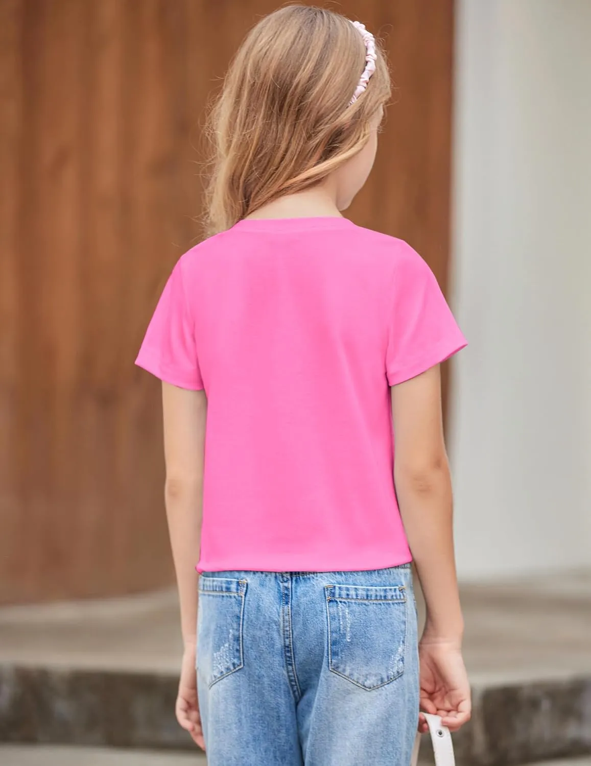 Arshiner Girls Short Sleeve Shirts Tie Knot Front Tops T Shirts for Kids Crewneck Cute Casual Tie Dye Tee Blouse