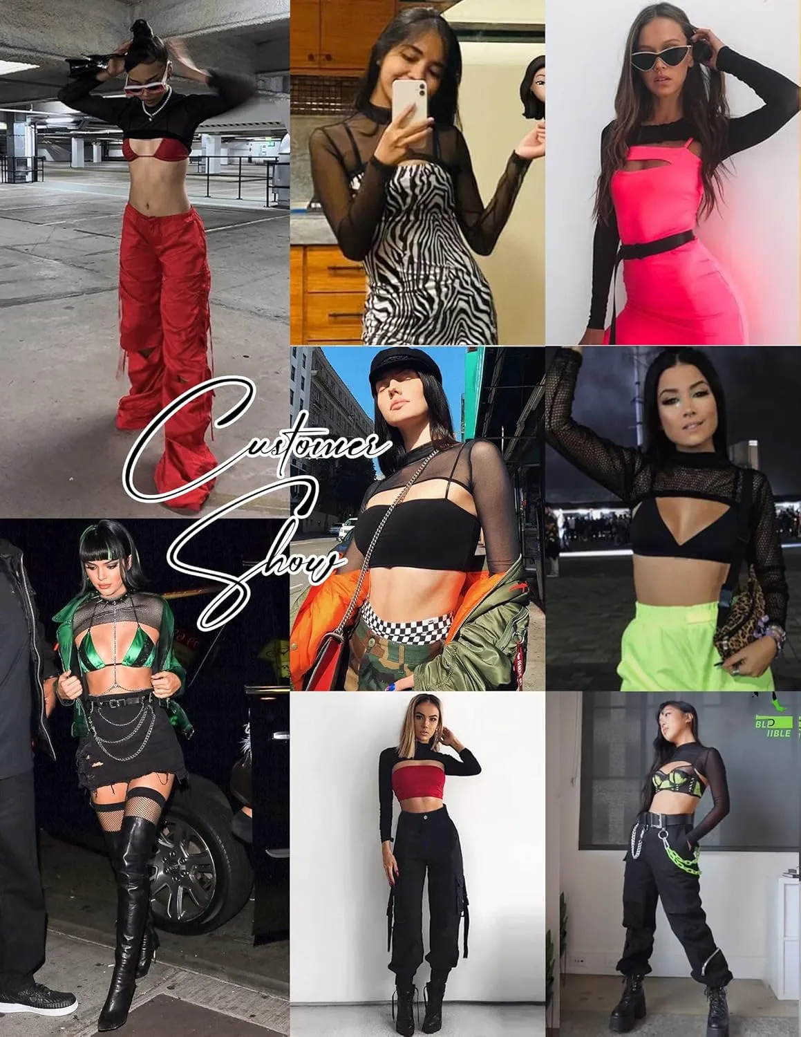 Avidlove Mesh Crop Tops for Women Mock Neck Long Sleeve Crop Top See Through Shirt Top Sexy Clubwear