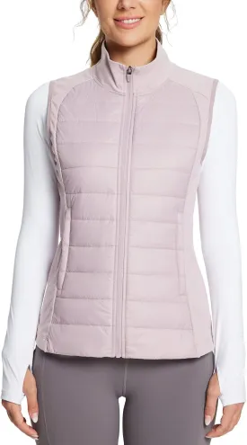 baleaf Women's Lightweight Warm Puffer Vest Running Winter Hybrid Sleeveless Quilted Water Resistant Jacket