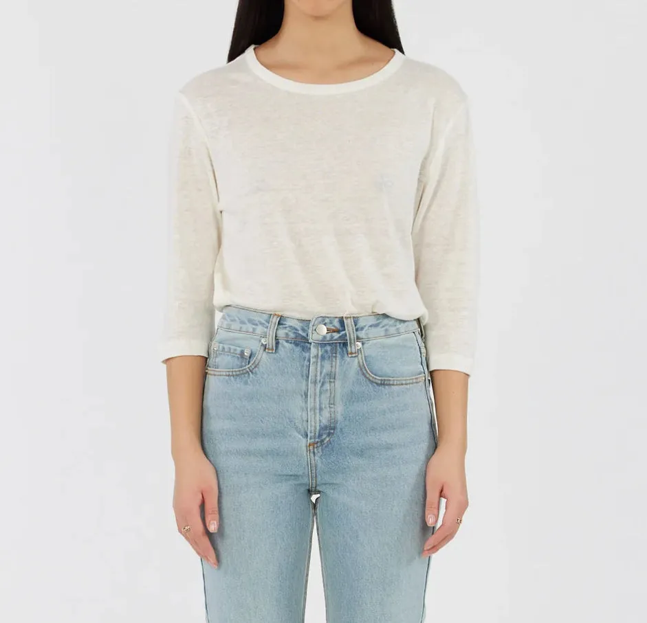 Bronte Ivory Linen 3/4 Sleeve Top
