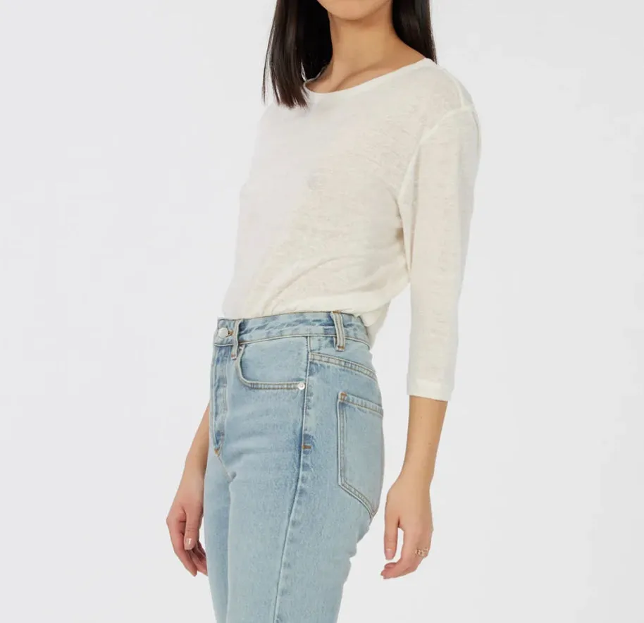Bronte Ivory Linen 3/4 Sleeve Top