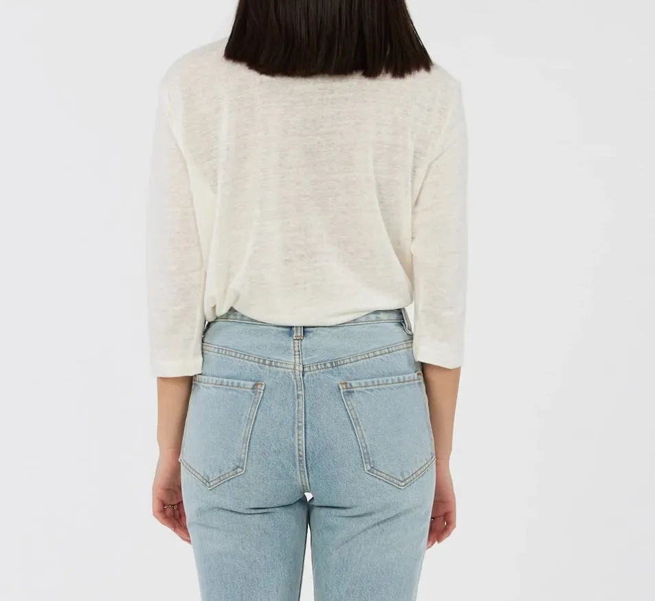 Bronte Ivory Linen 3/4 Sleeve Top