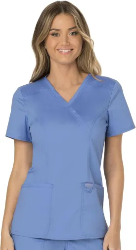 Cherokee Scrubs for Women Mock Wrap Top with 3 Pocket, Back Princess Seams WW610