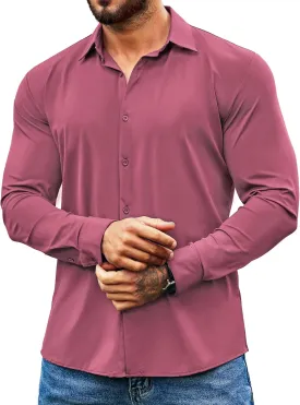 COOFANDY Men's Muscle Fit Dress Shirts Wrinkle Free Long Sleeve Button Down Shirt Stretch Business Shirt