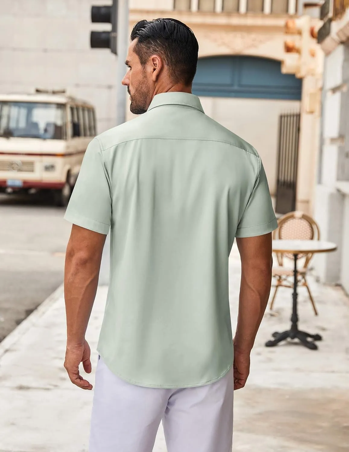 COOFANDY Mens Short Sleeve Button Down Shirt Wrinkle Free Dress Shirts Casual Summer Untucked Shirt
