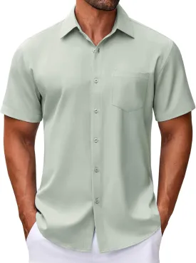 COOFANDY Mens Short Sleeve Button Down Shirt Wrinkle Free Dress Shirts Casual Summer Untucked Shirt