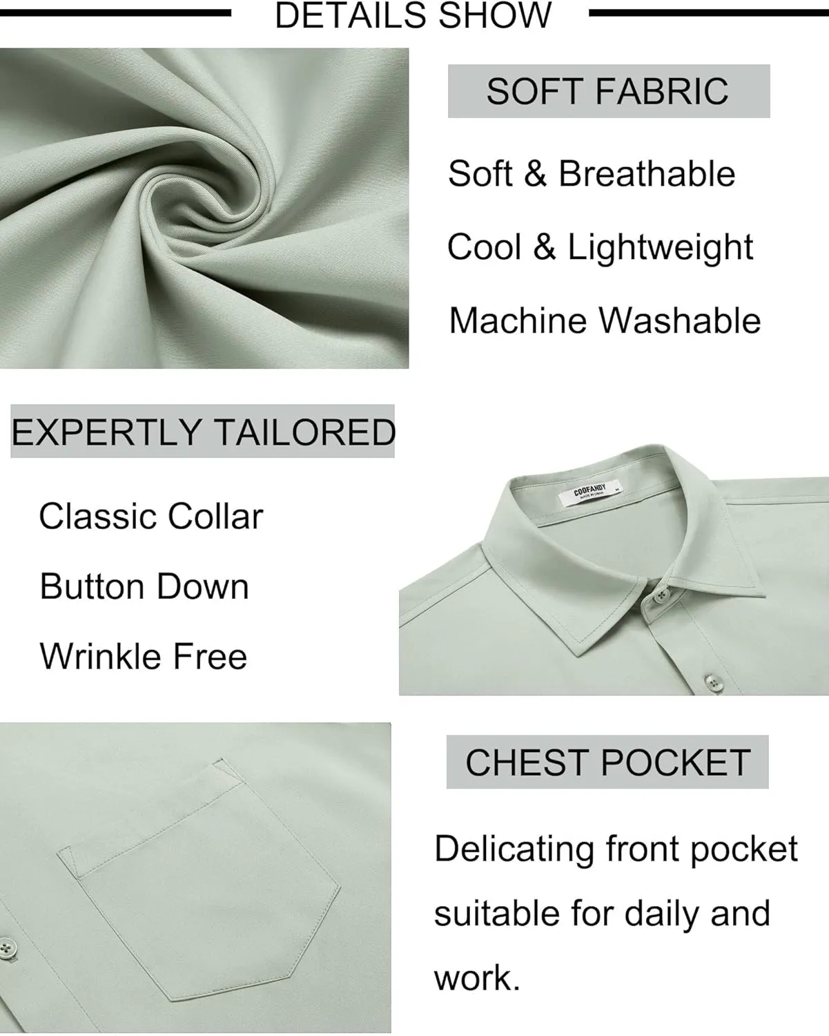 COOFANDY Mens Short Sleeve Button Down Shirt Wrinkle Free Dress Shirts Casual Summer Untucked Shirt