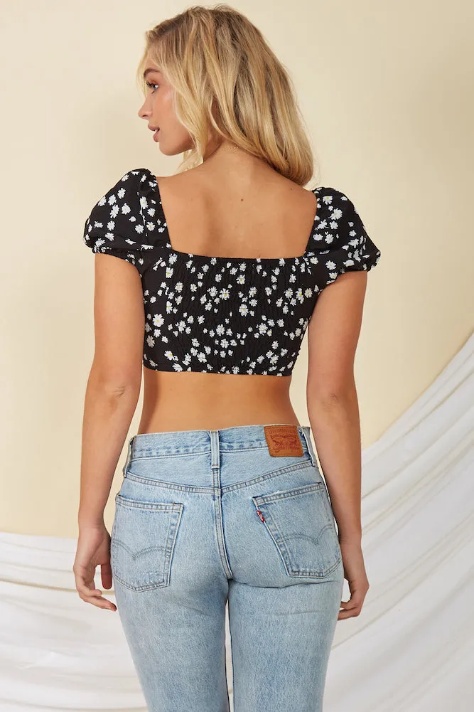 Daisy Bell Crop Top Black