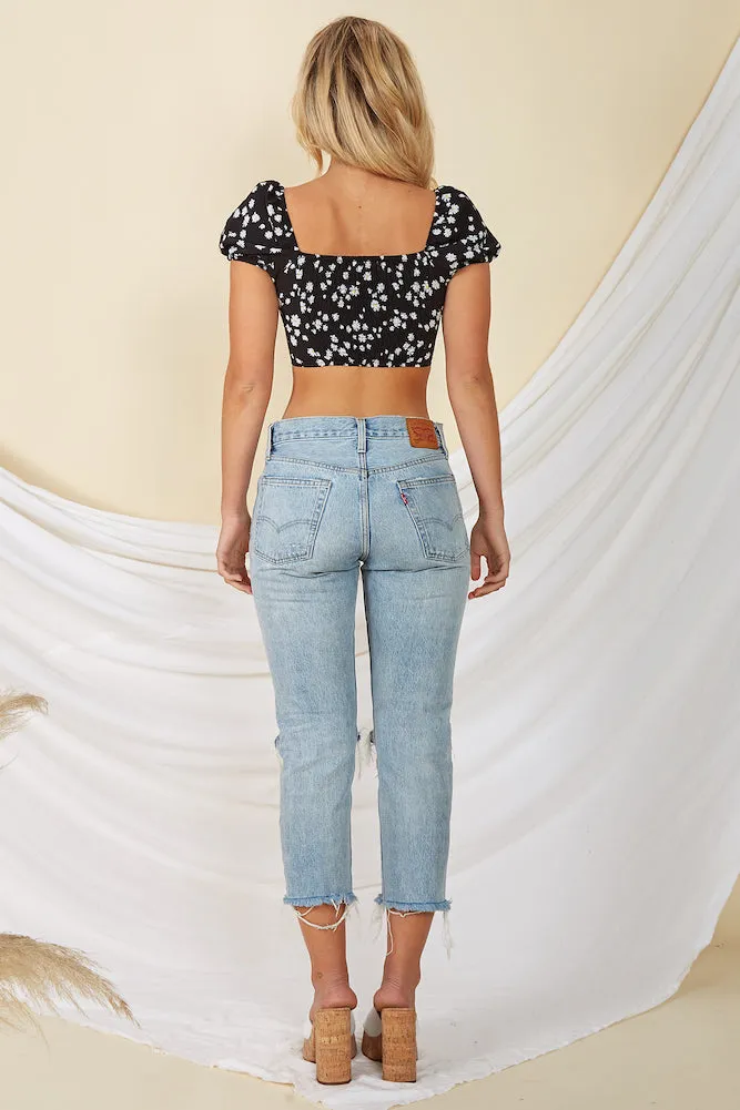 Daisy Bell Crop Top Black
