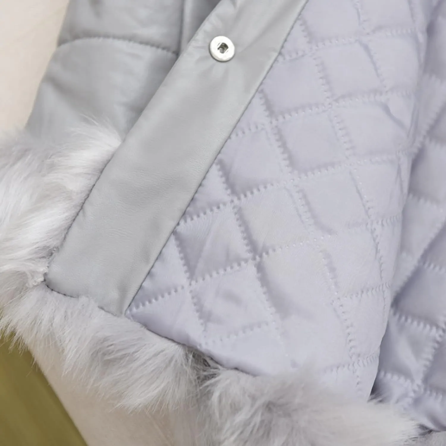 Girls Faux Fur Jacket Kids Leather Jacket with Fur Trim Toddler Long Winter Coat Hooded Dress Coat Thicken Overcoat