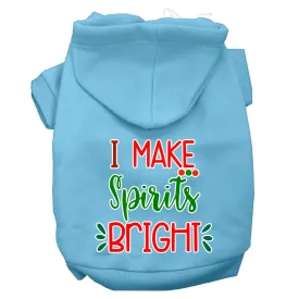 I Make Spirits Bright Screen Print Dog Hoodie Baby Blue Xxl