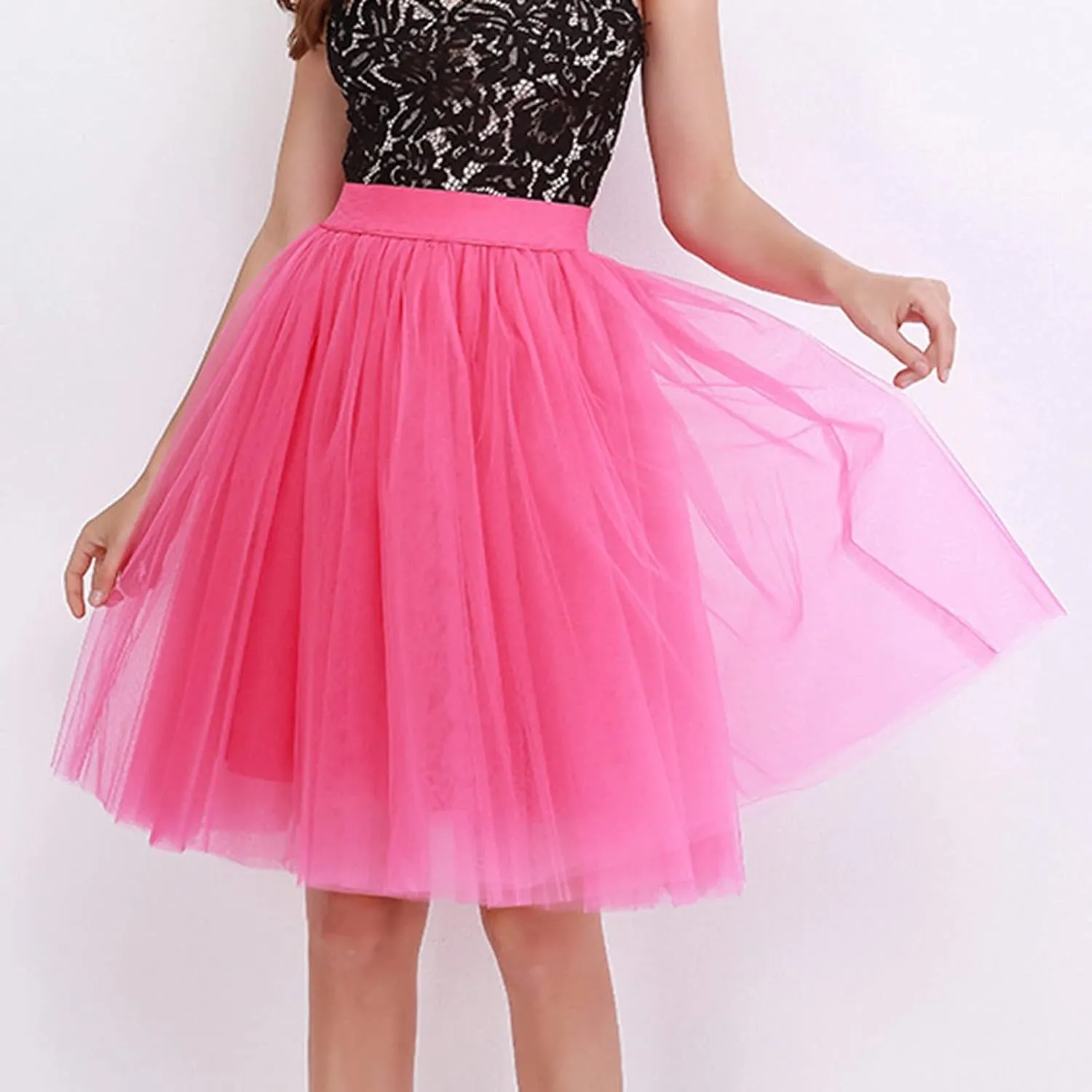Knee Length Dancing girls Tutu Skirts Long Adult Tutu Layered Carnevale Women Tulle Skirts Short Prom Party Midi Skirt A Line