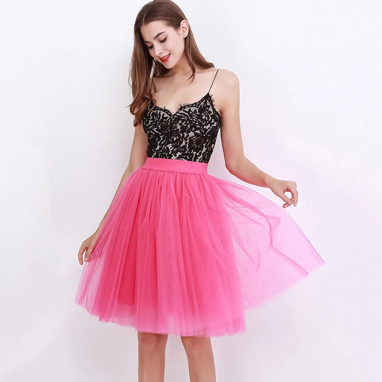 Knee Length Dancing girls Tutu Skirts Long Adult Tutu Layered Carnevale Women Tulle Skirts Short Prom Party Midi Skirt A Line