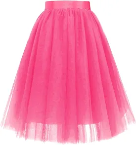 Knee Length Dancing girls Tutu Skirts Long Adult Tutu Layered Carnevale Women Tulle Skirts Short Prom Party Midi Skirt A Line