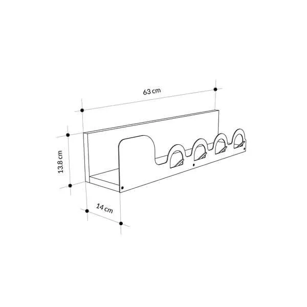 Liora Modern Hanger Shelf with 4 Hooks