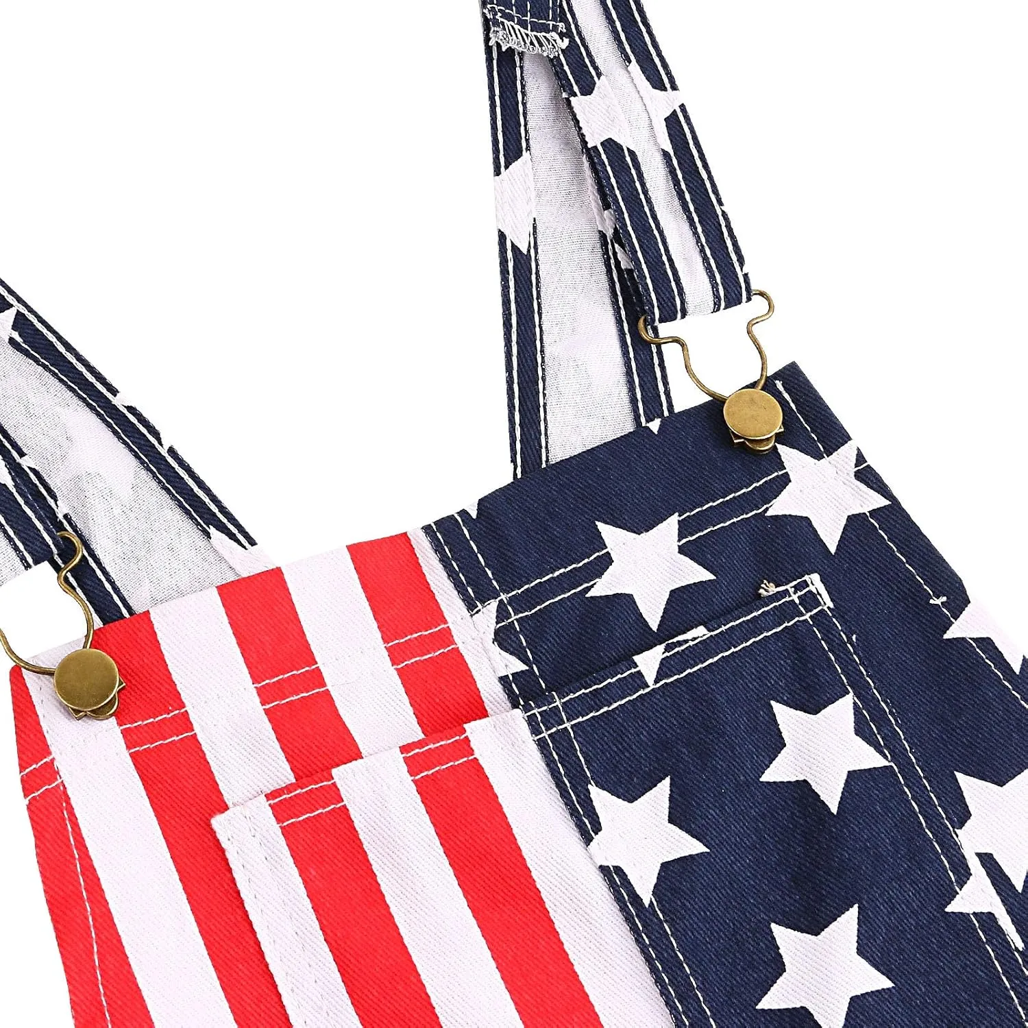 lisenraIn Denim Overall Dress for Women Casual Adjustable Strap Bib Dress Summer Independence Day Dress with Pockets