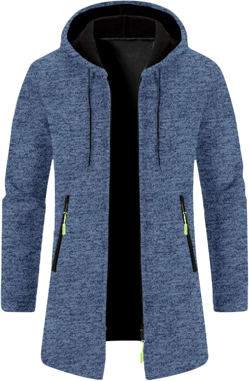 Mens Long Cardigan Jacket Thermal Loose Fit Casual Coat Hooded Drawstring Warm Sweaters Fashion Knitted Jackets