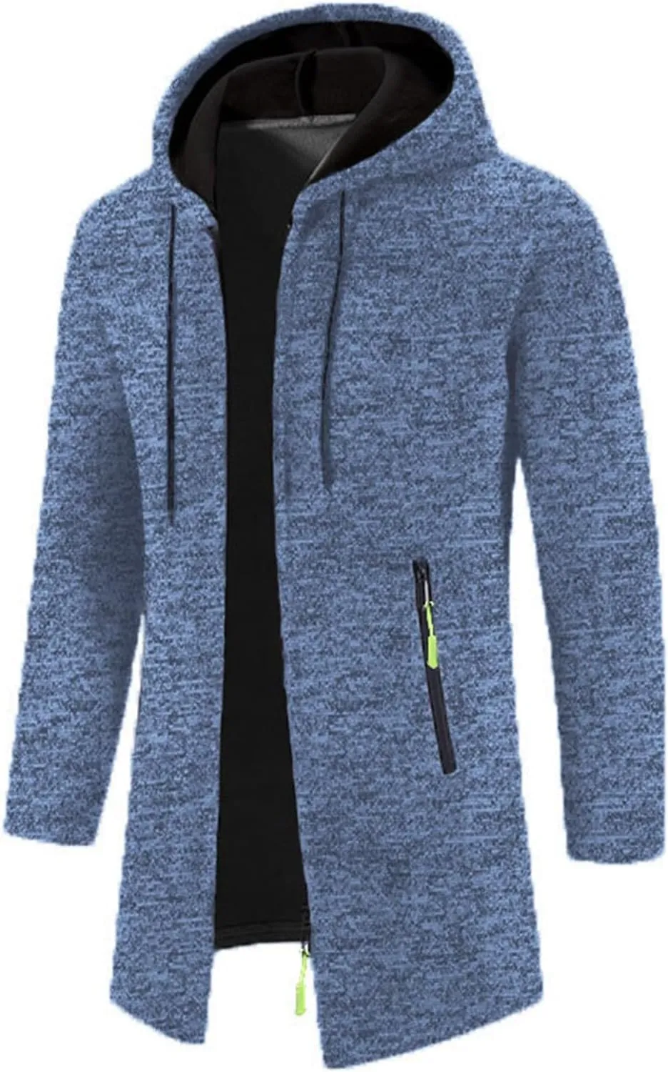 Mens Long Cardigan Jacket Thermal Loose Fit Casual Coat Hooded Drawstring Warm Sweaters Fashion Knitted Jackets