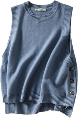 Mingzhu Women's Sleeveless Sweater Vest Round Neck Loose Ribbed Kint Pullover Tops