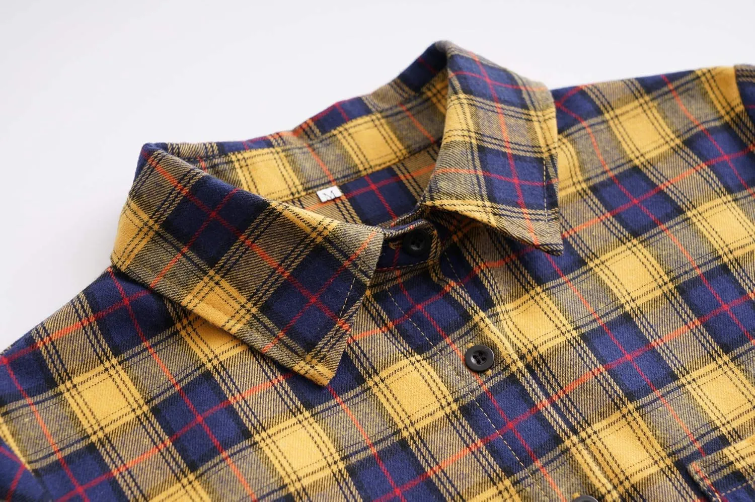 Minibee Women's Cotton Blouses Tops Plaid Long Sleeve High Low Button Down Shirts Tunic