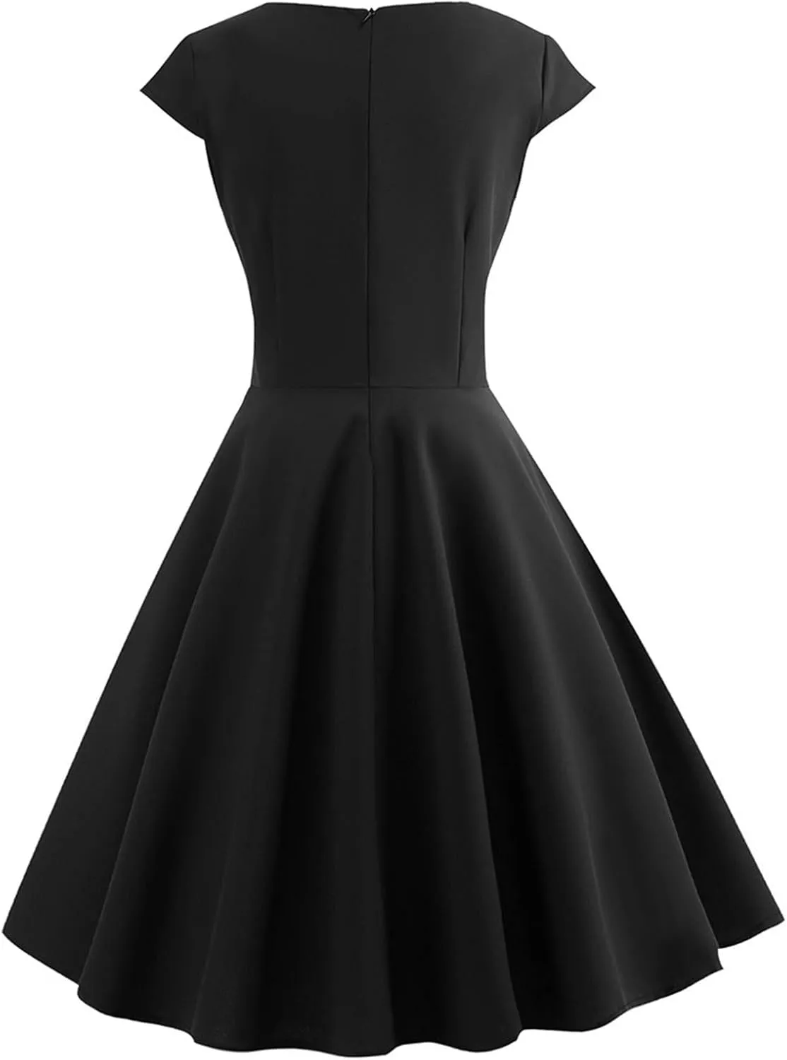 NaRHbrg Women's 1950s Vintage Dress Wrap V Neck Cap Sleeve Dress Retro Cocktail Party Swing Dresses A-Line Flared Midi Dress