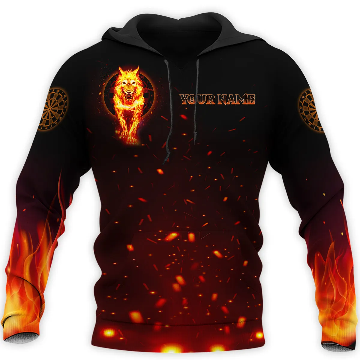 Personalized Name Darts Wolf All Over Printed Unisex Shirt, Hoodie Zipper Hoodie for Dart Player
