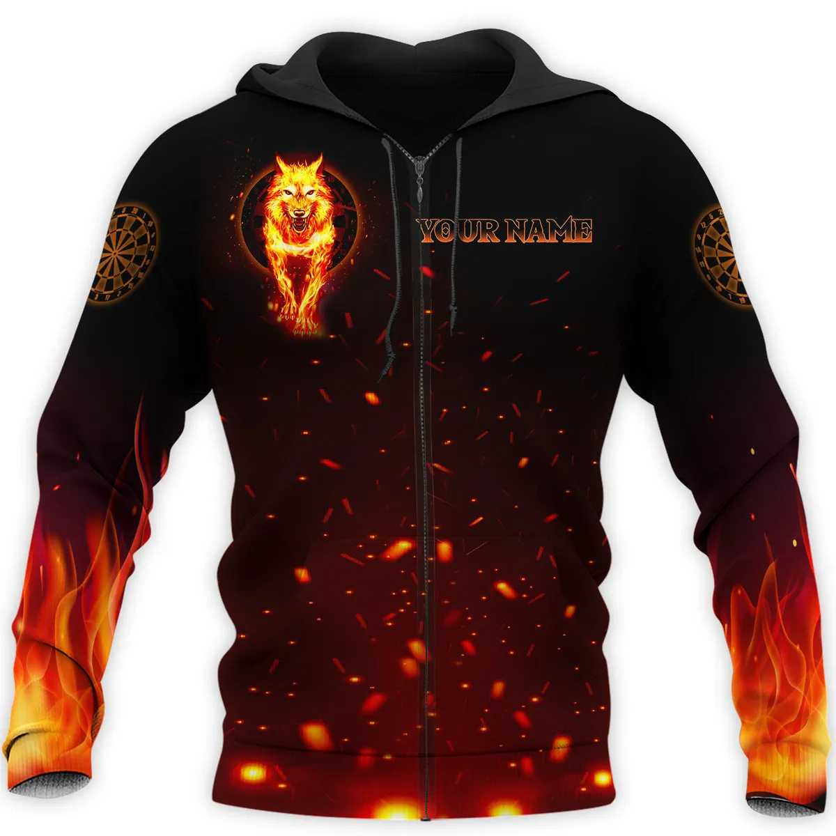 Personalized Name Darts Wolf All Over Printed Unisex Shirt, Hoodie Zipper Hoodie for Dart Player