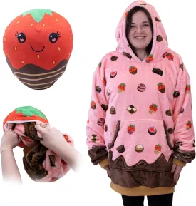 Plushible Wearable Blanket Hoodie, 2-in-1 Oversized Hoodie Blanket Pillow, Long Sleeve Sweatshirt Pocket, Cozy Holiday Gift