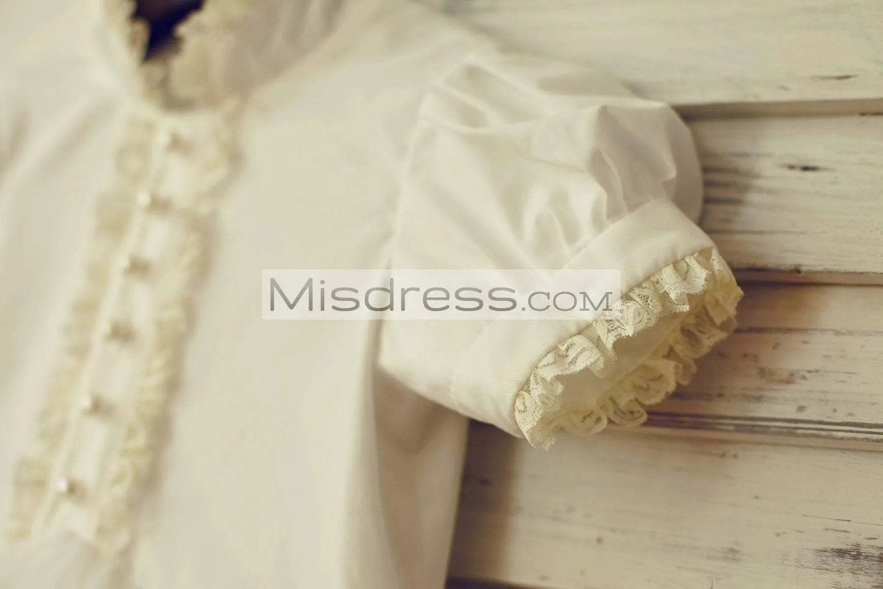 Princess Short Lace Sleeves Ivory Cotton Tulle Flower Girl Dress