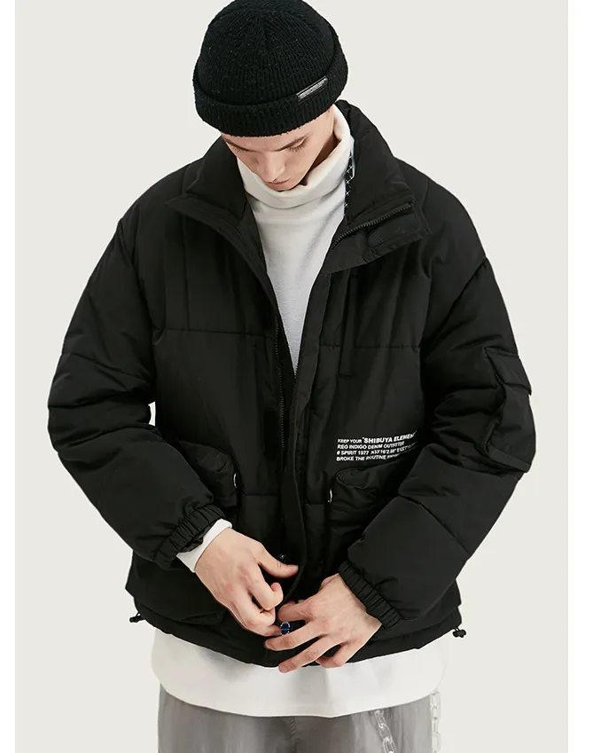 Print thick warm cotton suit men's stand collar cotton coat