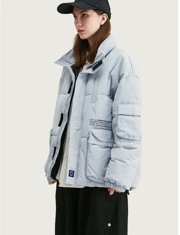 Print thick warm cotton suit men's stand collar cotton coat