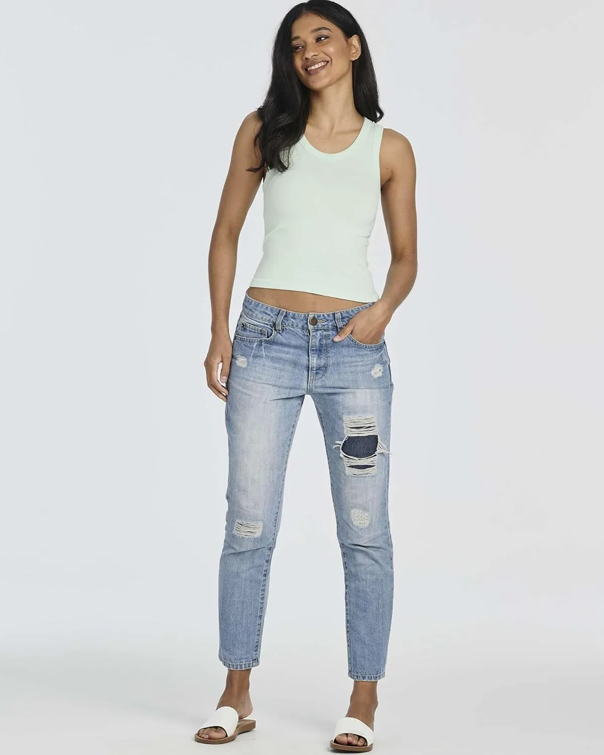 Real Essentials 5 Pack: Women's Seamless Ribbed Sleeveless Cropped Scoop Neck Tank Top - Casual Crop Top