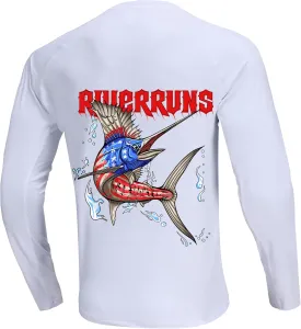 Riverruns Fishing T-Shirt Mens UPF 50  Sun Protection Fishing Shirt Short Sleeve Performance Tee #1006