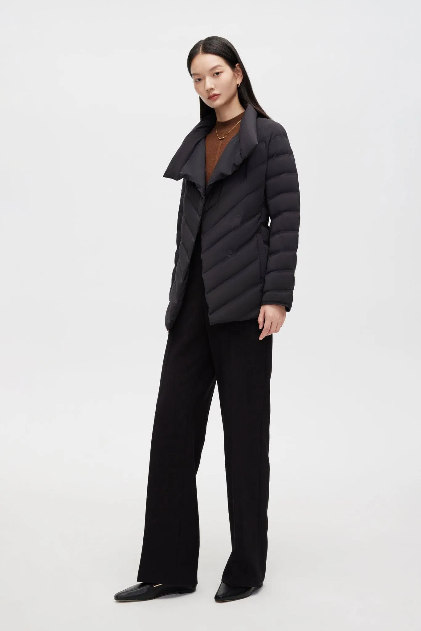 Roll Collar Goose Down Short Jacket