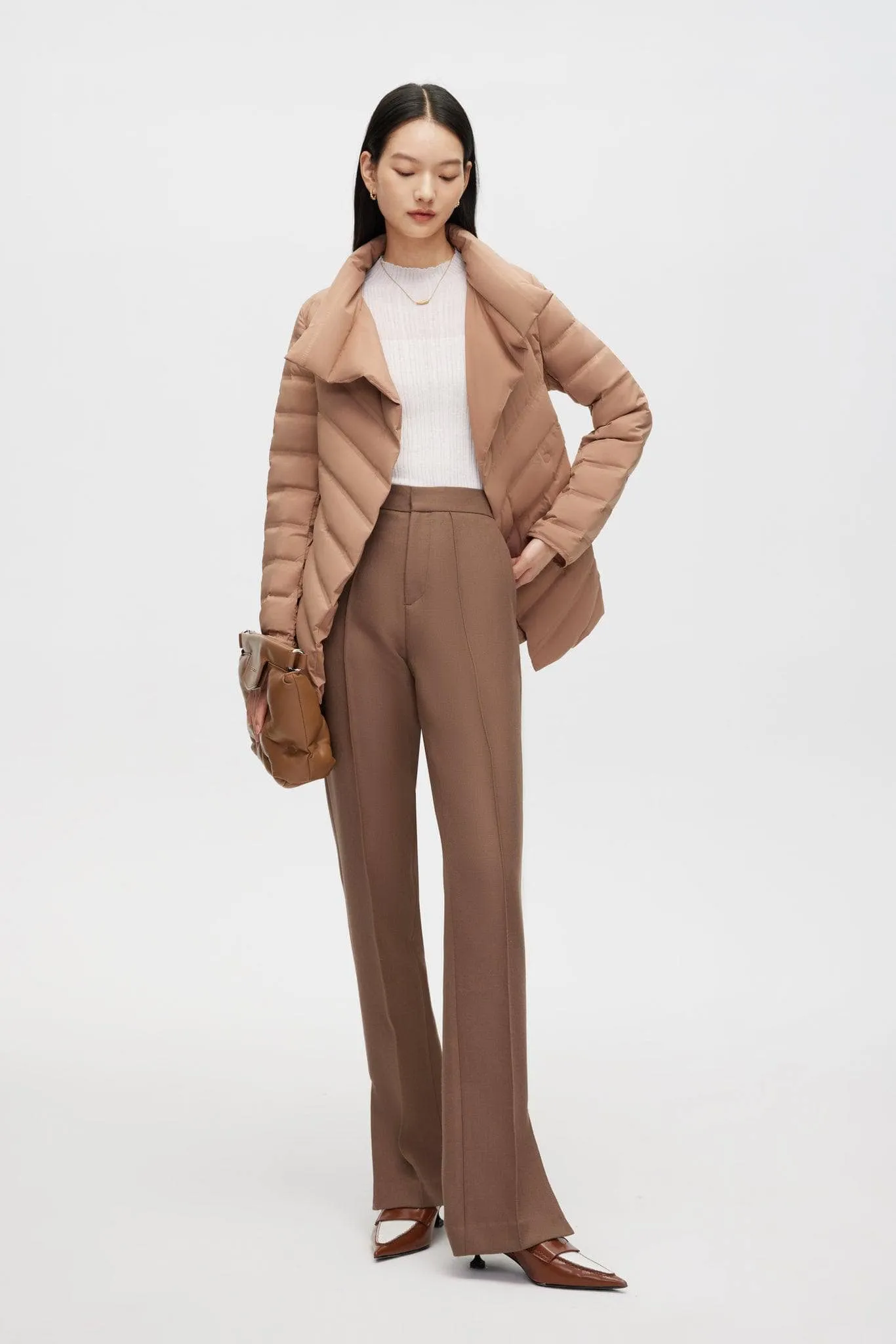 Roll Collar Goose Down Short Jacket