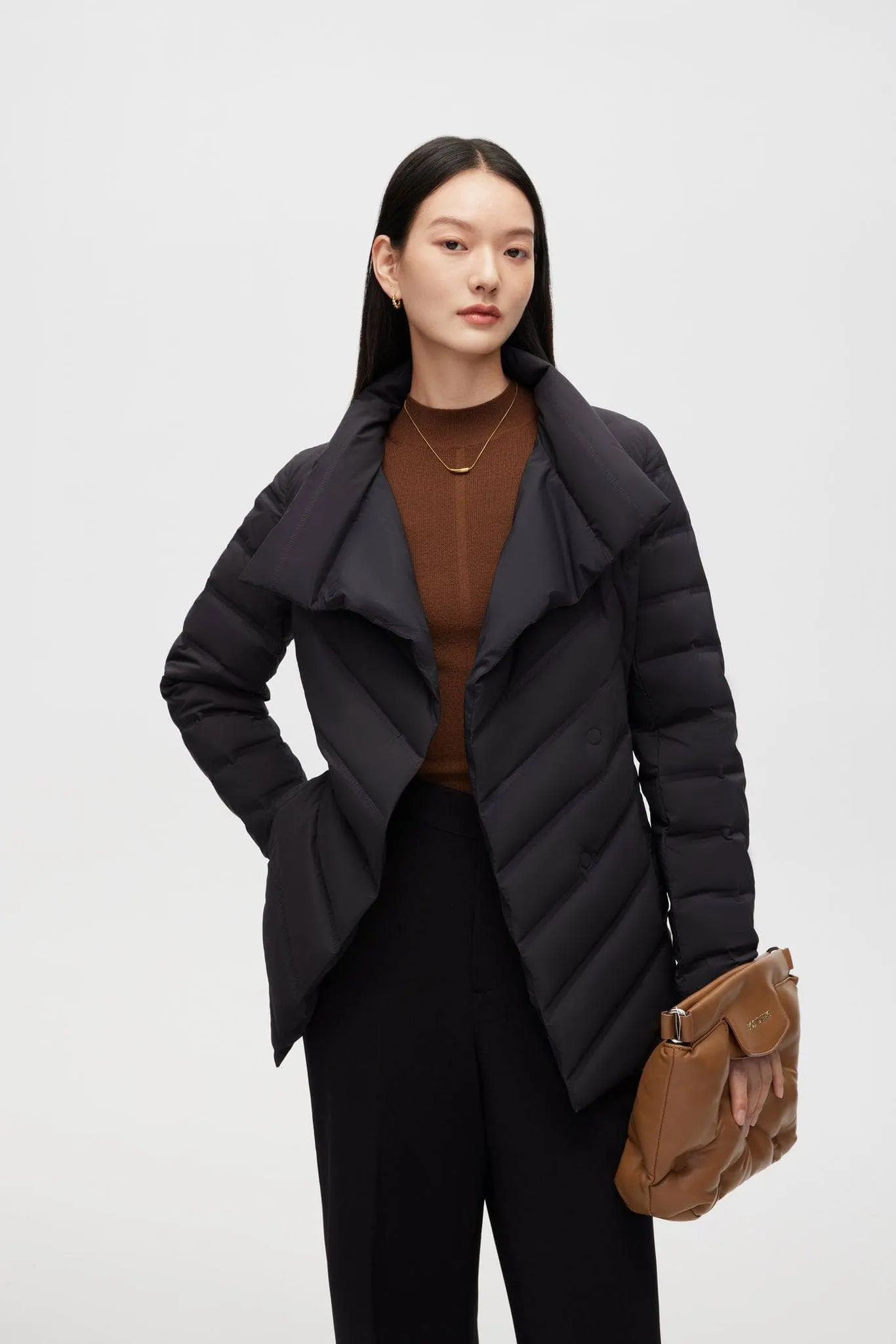 Roll Collar Goose Down Short Jacket