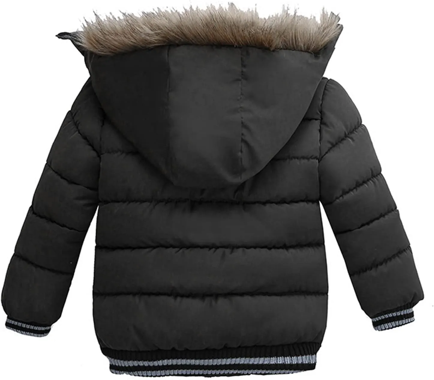 Toddler's Winter Parka Coat Fu Collar Hood Fleece Lined Puffer Jacket Thicken Padded Down Coat Boy Snow Jacket