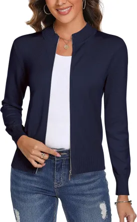 Totatuit Womens Long Sleeve Knitted Zip Up Sweater Cardigans Sweaters Lightweight Zipper Sweatshirts Jacket