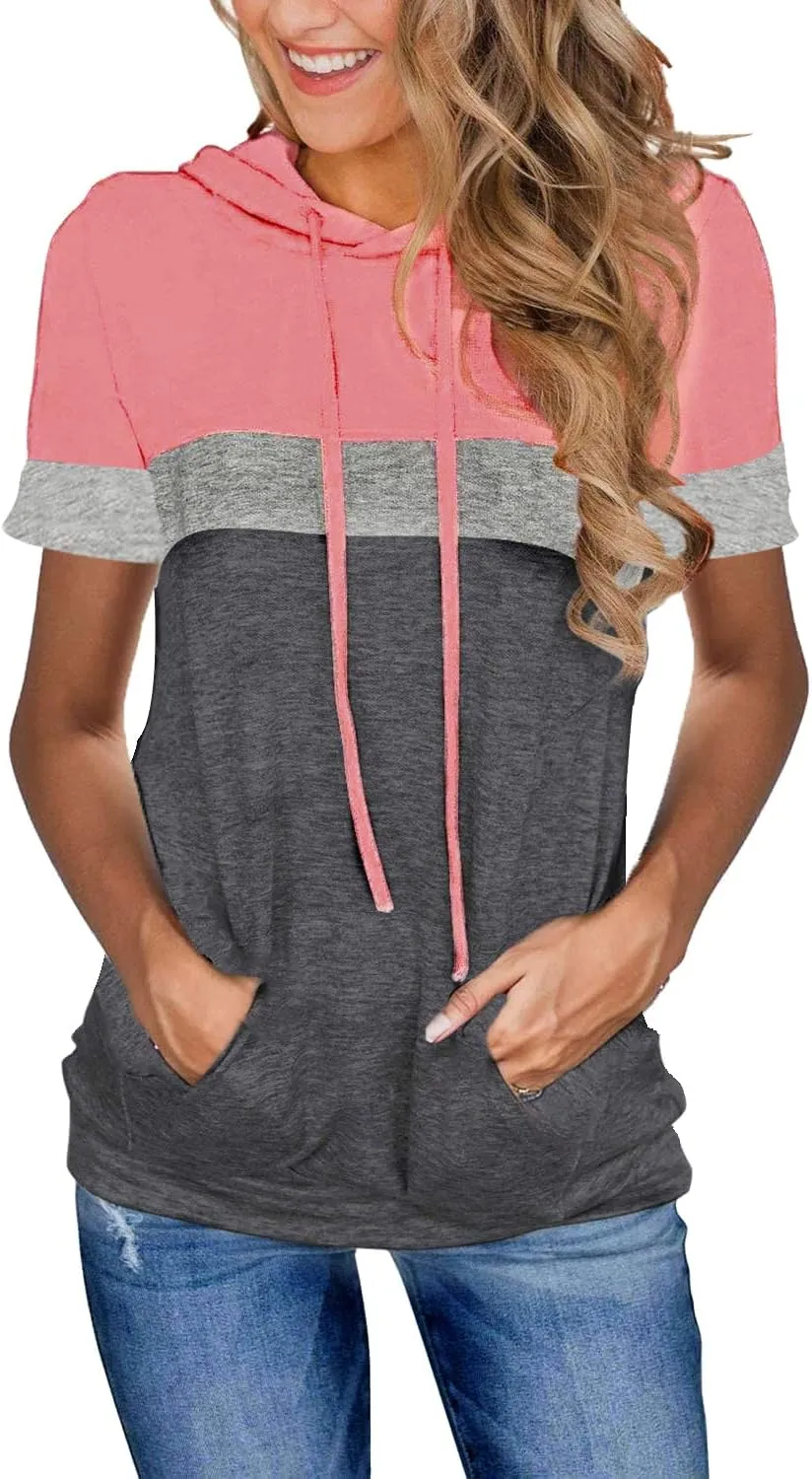 Womens Tops Summer Clothes Hoodies for Women Shirts Casual Short Sleeve Fashion Blouses Trendy Tunics