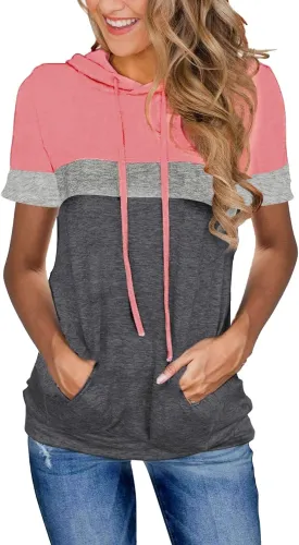 Womens Tops Summer Clothes Hoodies for Women Shirts Casual Short Sleeve Fashion Blouses Trendy Tunics