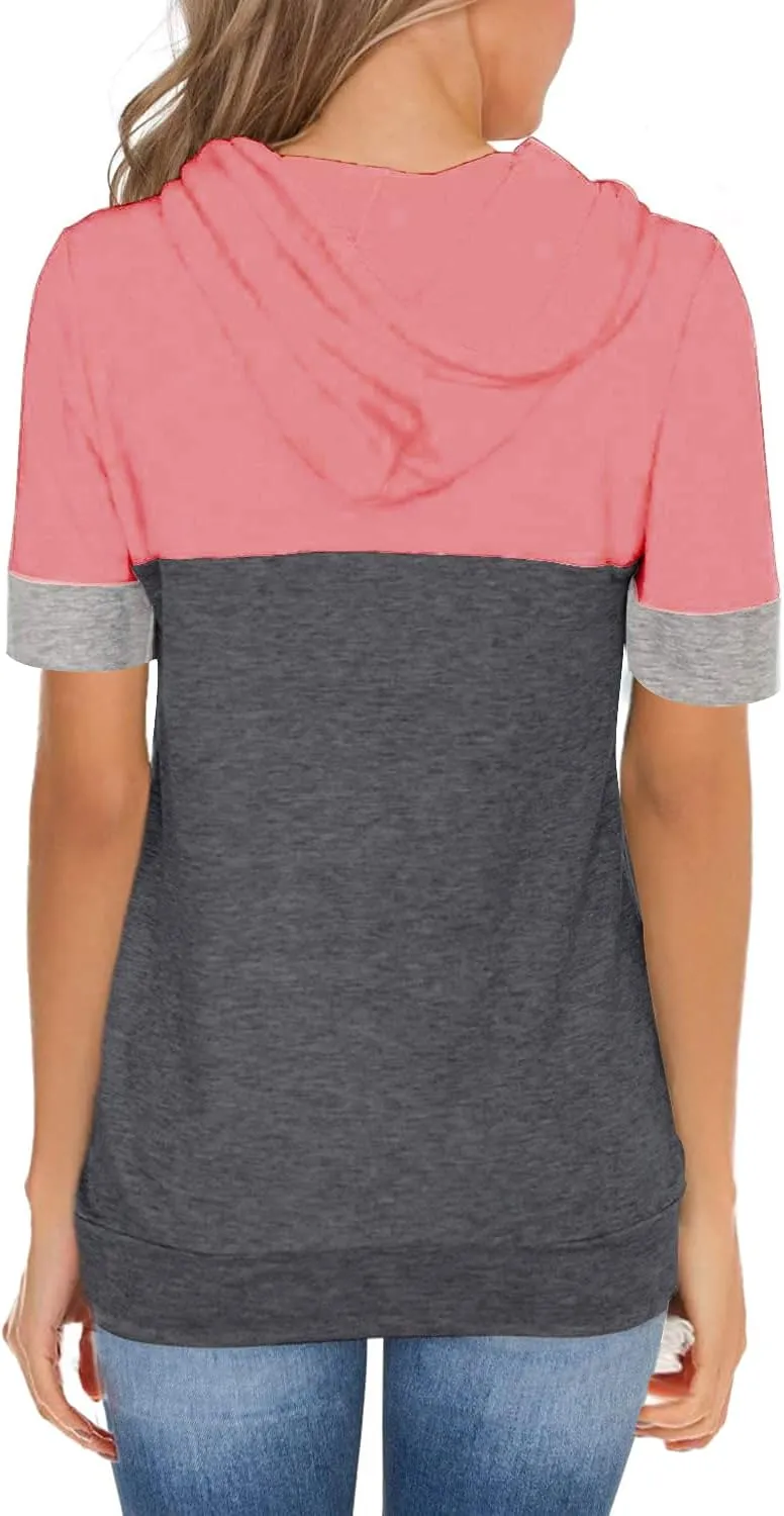 Womens Tops Summer Clothes Hoodies for Women Shirts Casual Short Sleeve Fashion Blouses Trendy Tunics